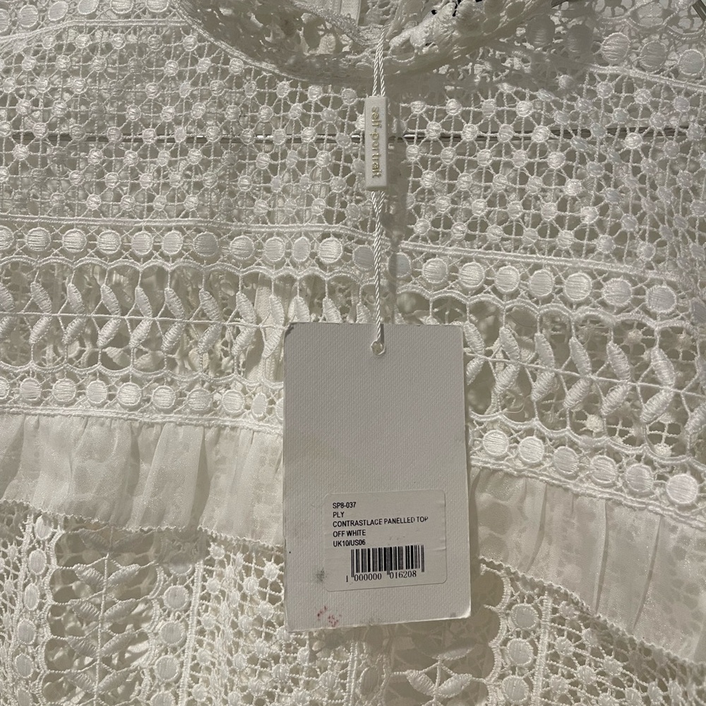 Self Portrait Crochet Lace Panel Long Sleeve Blouse - Picture 6 of 7